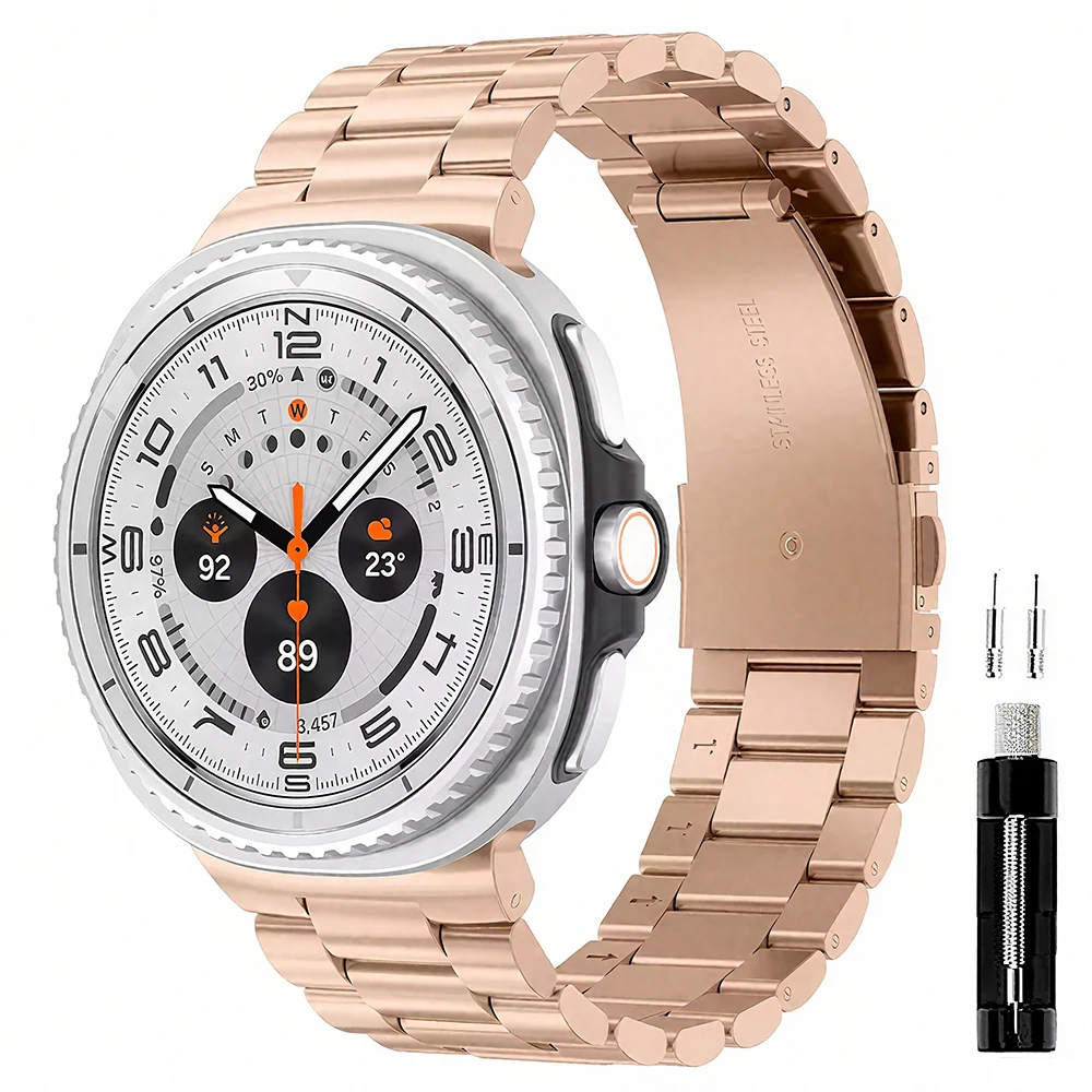 Premium Stainless Steel Metal Watch Strap - Classic Wrist Link Bracelet