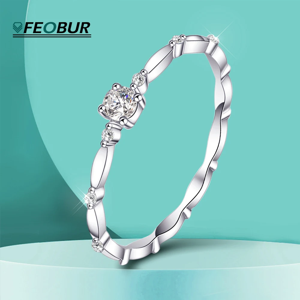

3MM 0.1CT D Color VVS Moissanite Diamond Rings For Women 925 Sterling Silver 18k White Gold Plated Simple Stackable Band Jewelry