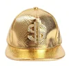 Cool Hippie Flat Brim Baseball Cap, Rhinestone Golden Dollar Sign Punk Trucker Hat, Snapback Hat for Casual Leisure Outdoor Spor 1