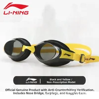 Li Ning Anti-Fog Swimming Goggles HD Waterproof Professional Swimming Equipment for Men And Women Black Blue Pink White Plain