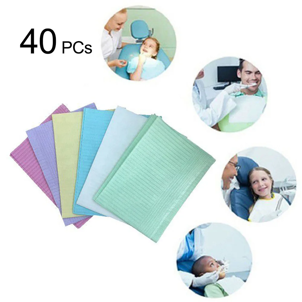 

40 pcs Dental Disposable Chest Towel Dentist Bibs Tattoo Clean Pad Tattoo Table Covers Clean Pad Patient Baby Apron