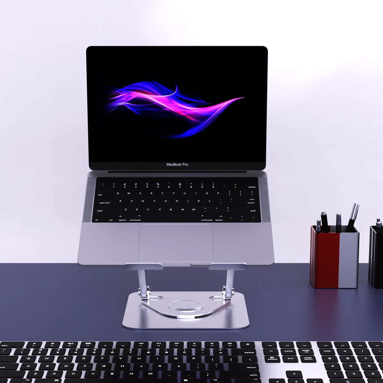 텔레스코픽 360도 회전 노트북 스탠드 높이 조절 가능 스위블 풀아웃 디자인 인체공학적 컴퓨터 받침대 최대 17인치 노트북용