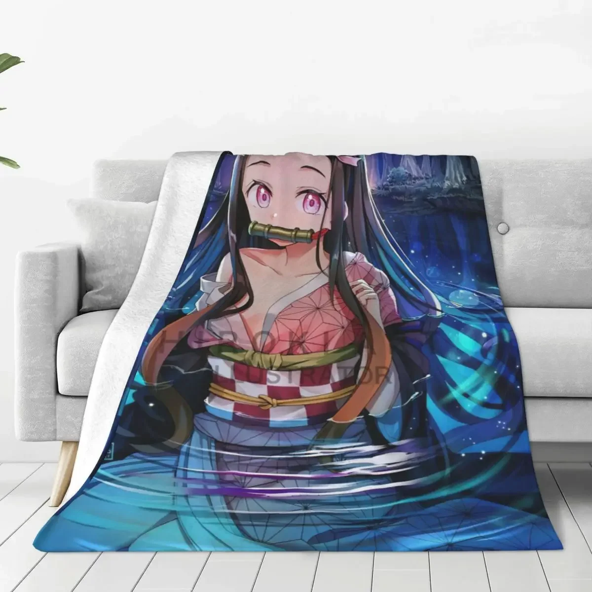 

Kamado Nezuko Demon Slayer Blankets Fleece Decoration Anime Multifunction Warm Throw Blankets for Home Car Rug Piece