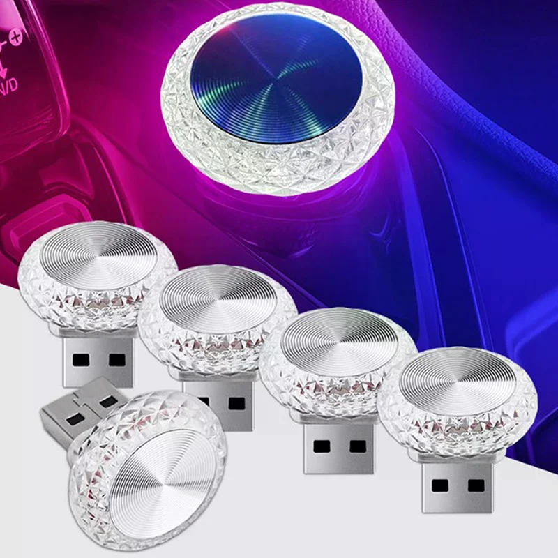 휴대용 USB 전원 미니 LED 분위기 조명 자동차 실내 장식 램프 자동차 컴퓨터 침실용 범용