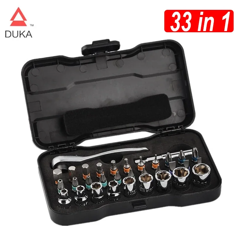 New DUKA 33 In 1 Multi-purpose Ratchet Wrench Screwdriver S2 Magnetic Bits Tools Set ATuMan RS2 DIY Household Repair Tools