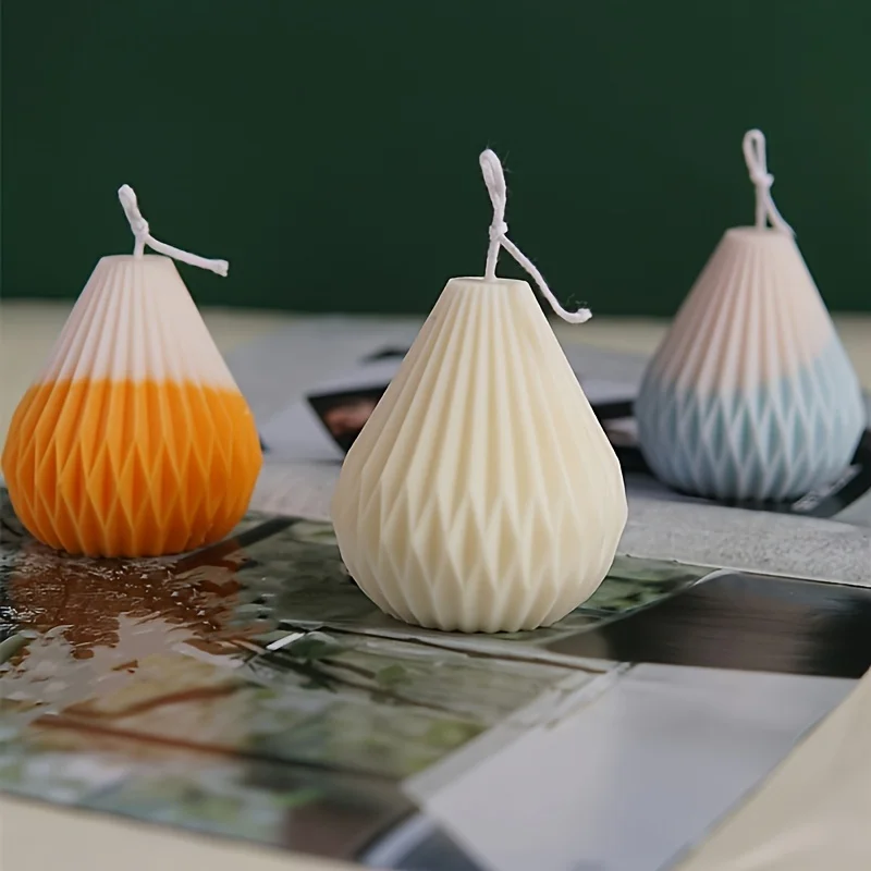 DIY 배 모양 아로마 캔들 실리콘 몰드, 3D 기하학 비누 석고 송진 몰드, 멀티 사양 케이크 몰드 홈 데코