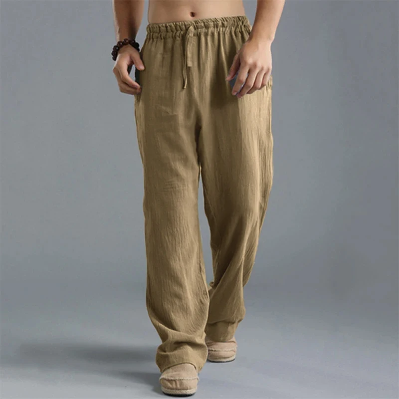 Mens Casual Pants Cotton Linen Beach Pants