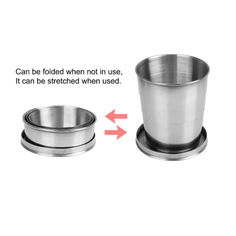 Stainless Steel Foldable Cup Portable Water Drinking Cup Retractable Telescopic Collapsible Cups For Outdoor Travel