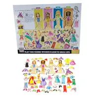 Magnetic Dressing Toys Magnetic Dress Up Dolls For Girls Dress-Up Dolls Travel Playset Including 63Pcs And 4 Wooden Doll Pretend 1