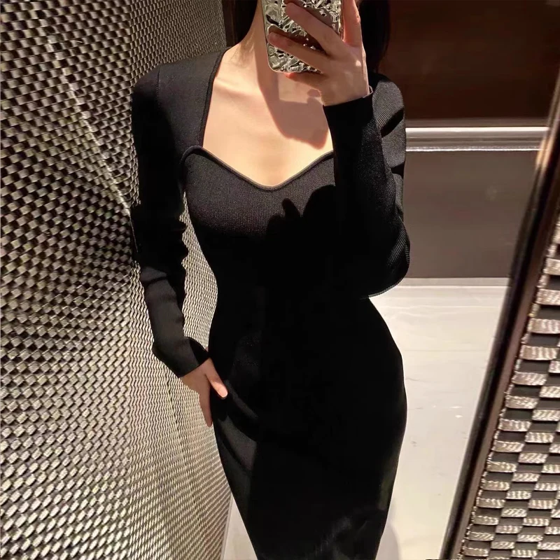 

2022 New Arrival High-End Customization Women BlacK Dress French Style Elegant Dress Office Lady Night Club Party