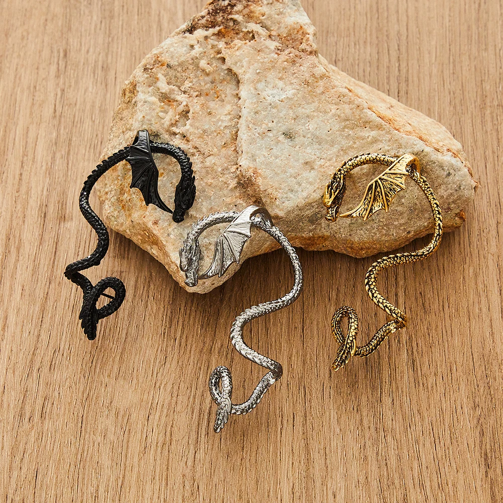 Dragon Earrings Vintage Gold Dragon Left Earrings For Women Pendants