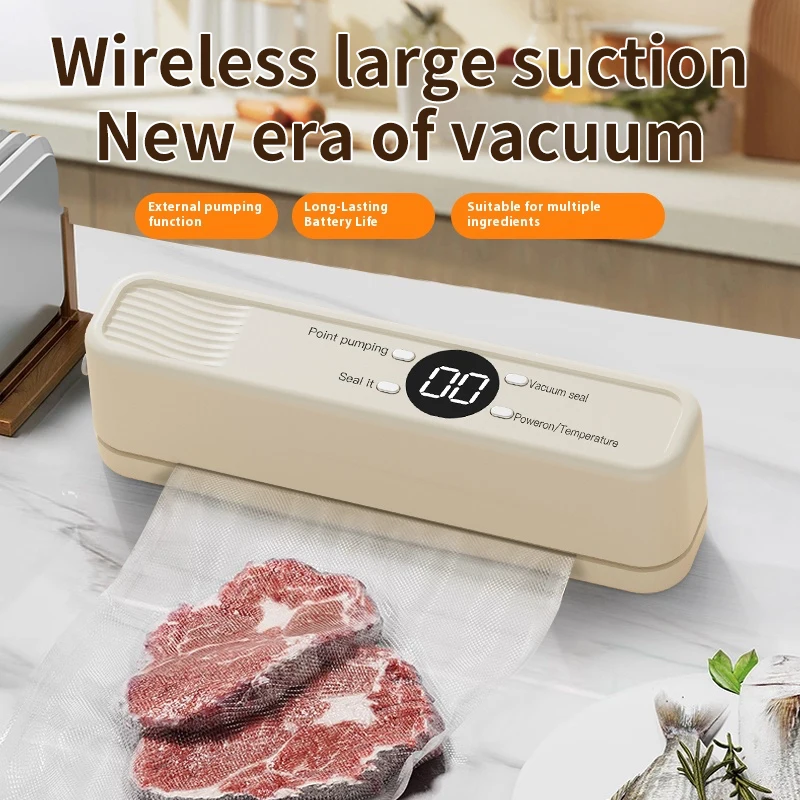 Wireless Vacuum Sealer Machine Food Sealing System Portable 60KPA Suction Kitchen Vacuum Sealer for Food Preservation Dry Moist 1