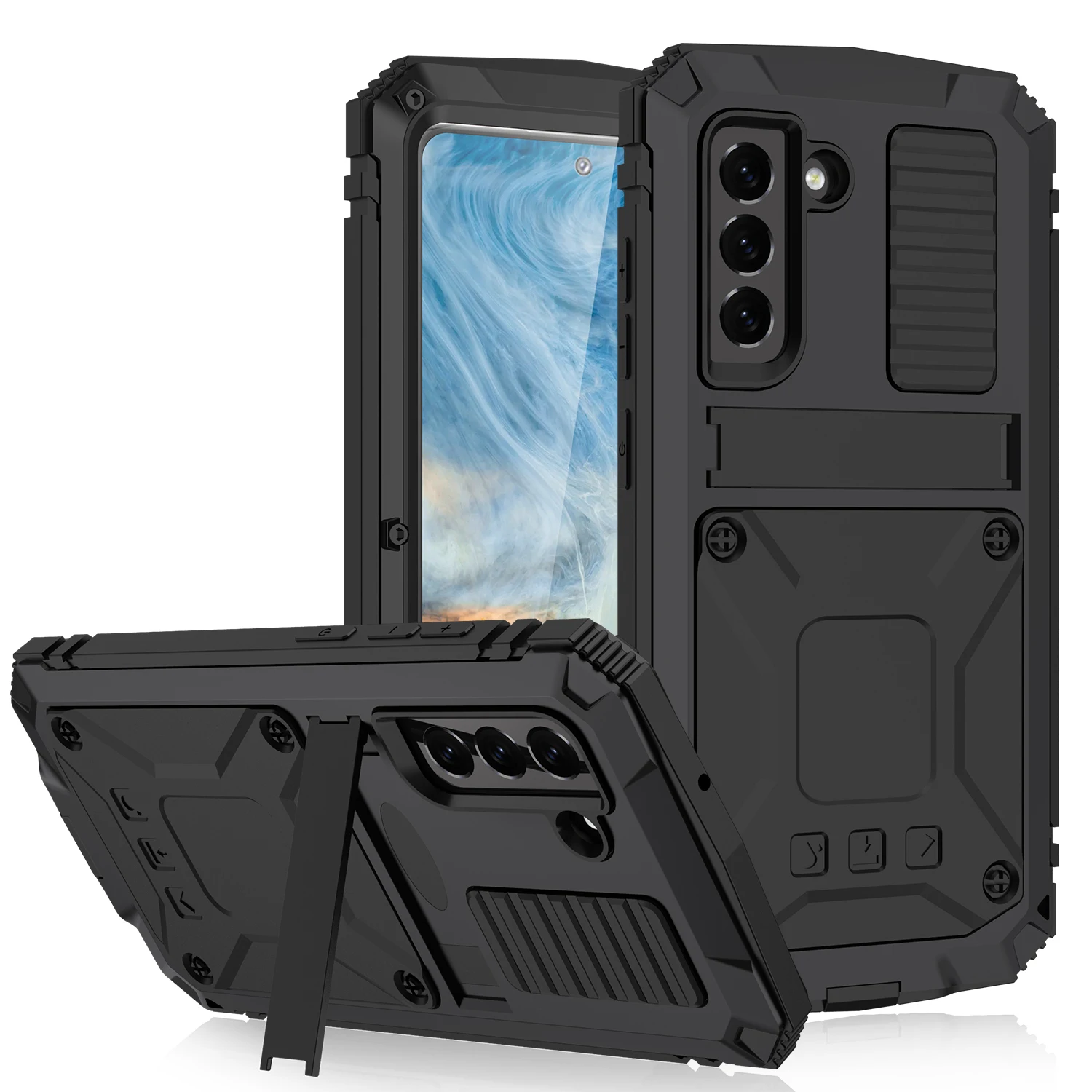 

Heavy Duty Armor Phone Case For Samsung Galaxy S21 S20 Plus Fe Metal Aluminum Protective Case Kickstand Note 20 Ultra