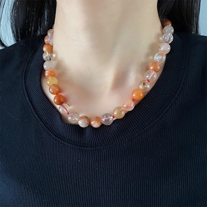 Instagram Blogger's Unique Agate Handcrafted Knotted Necklace, Retro Niche Collarbone Chain, Natural Stone Beads Strand Chain