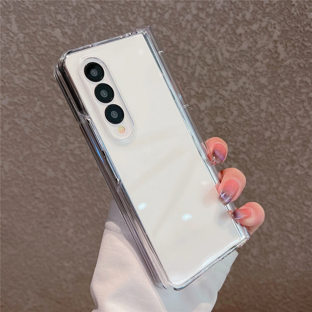 Coque transparente ultra fine pour Samsung Galaxy Z Fold 3/4/5/6/7, plié, montrant la finesse.