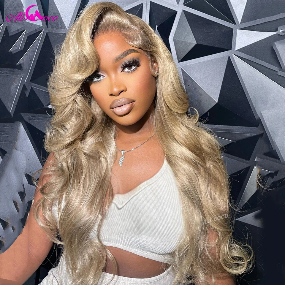 

Ali Coco Ash Blonde Human Hair 13x4 Body Wave Lace Frontal Wig 613 Colored Pre-Plucked HD Transparent Brazilian Human Hair Wigs
