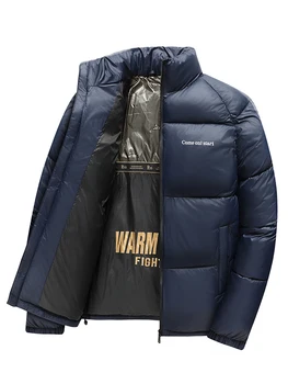 جديد الشتاء مبطن سترة منفوخة الرجال رشاقته سترة عادية سليم صالح أبلى مقاوم للماء الدافئة بلون أبلى الوقوف طوق معطف 6