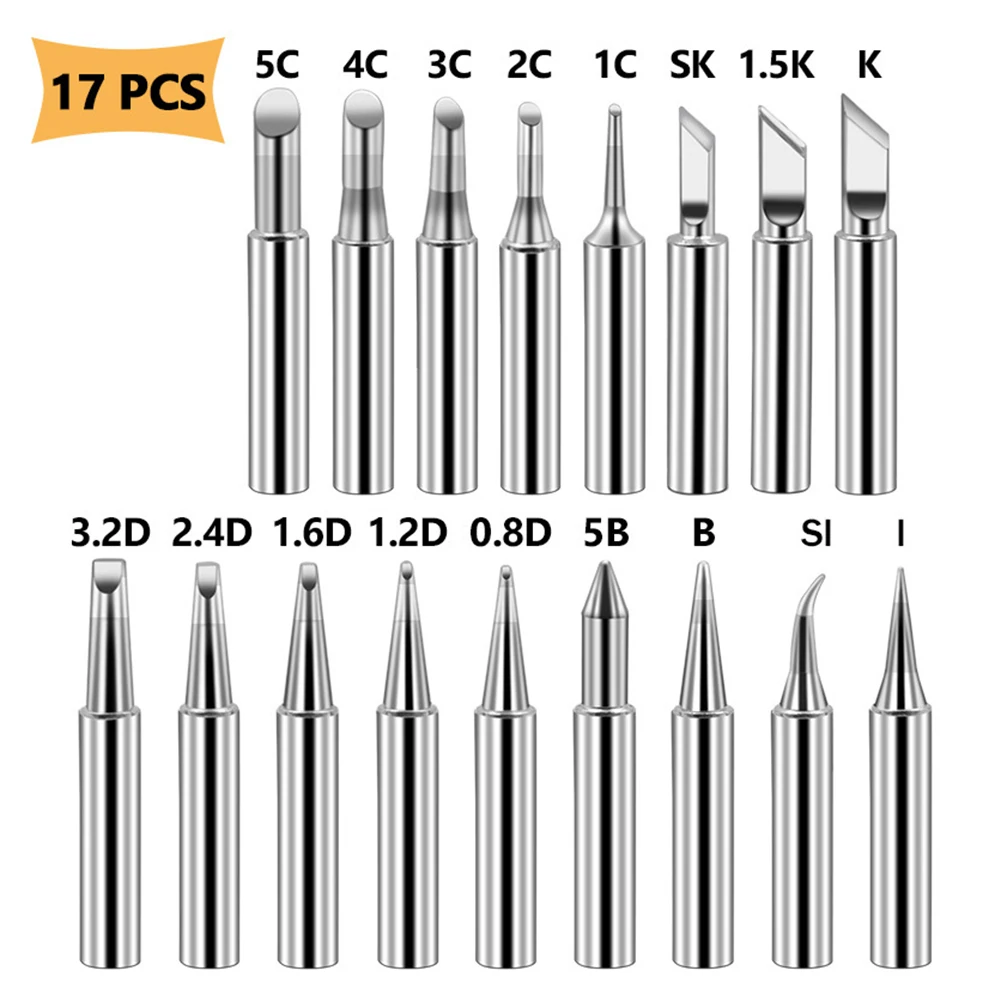 

17PC Lead Free Soldering IronTip 936 Soldering Iron Tip Welding Head Soldering Iron Tip C K D I Tip Welding Tools Iron Station