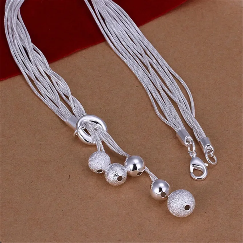 925 Sterling silver 45cm Necklace for women men silver necklace