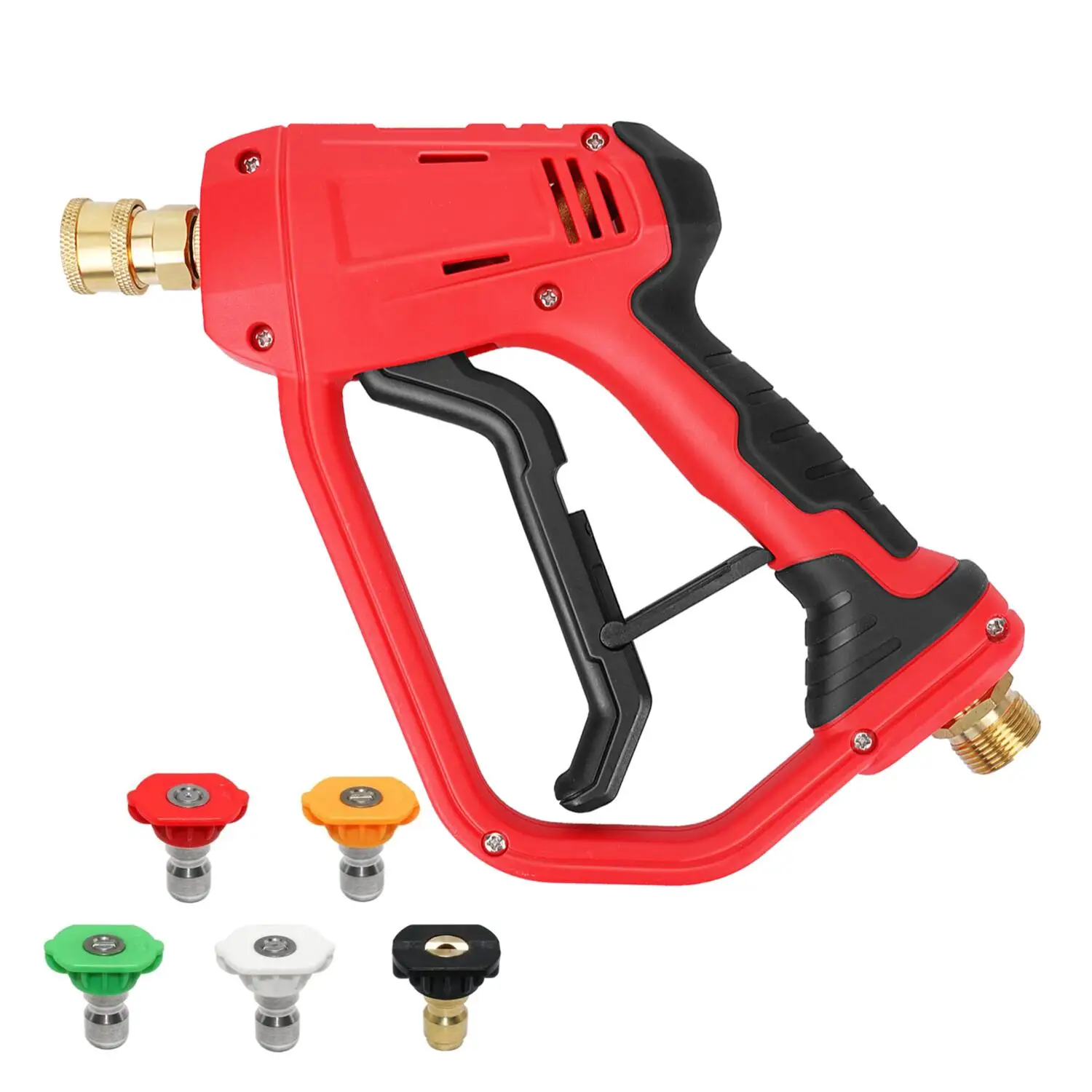High Pressure Washer Gun Car Wash 4000 PSI With 5 Spray Nozzles Inlet M22 Or 3/8" Quick Connect
