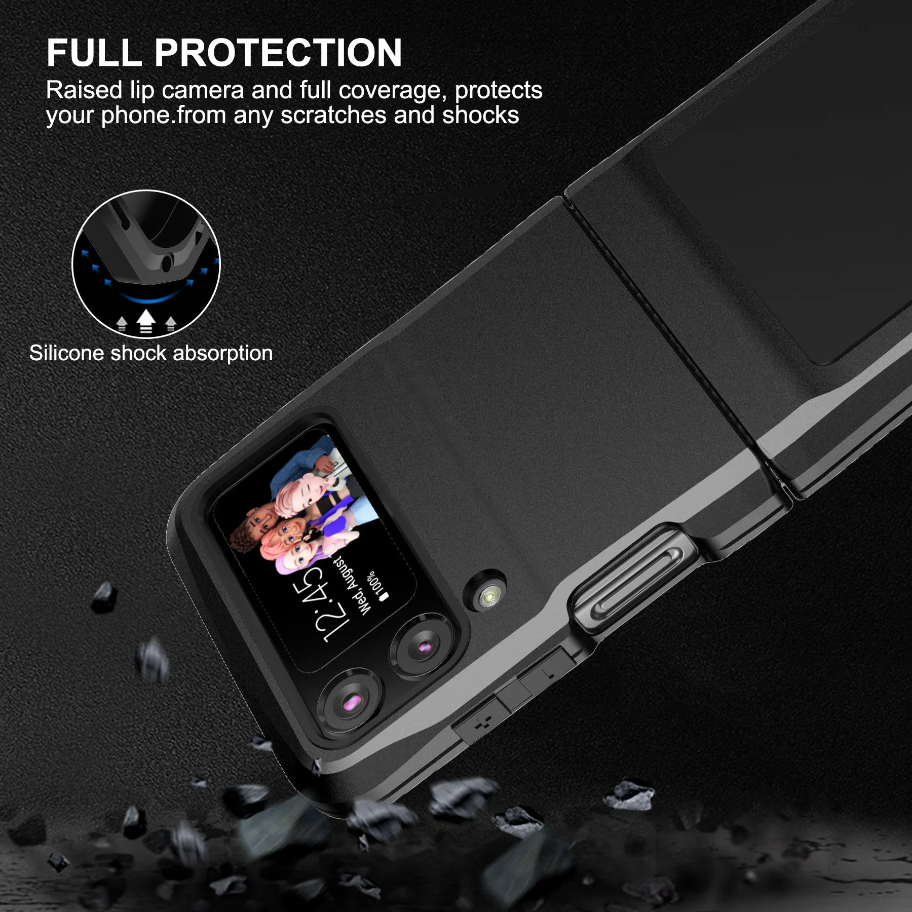 Spigen Tough Armor [Hinge Protection] Designed for Galaxy Z Flip 4 Case  (2022) - Black