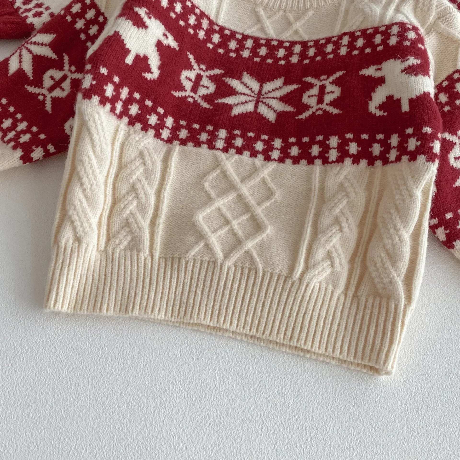 1-7Y Kids Sweaters Christmas Knit Wear Snow Flower Knit Pullover Girls Sweaters Winter Warm Outfit