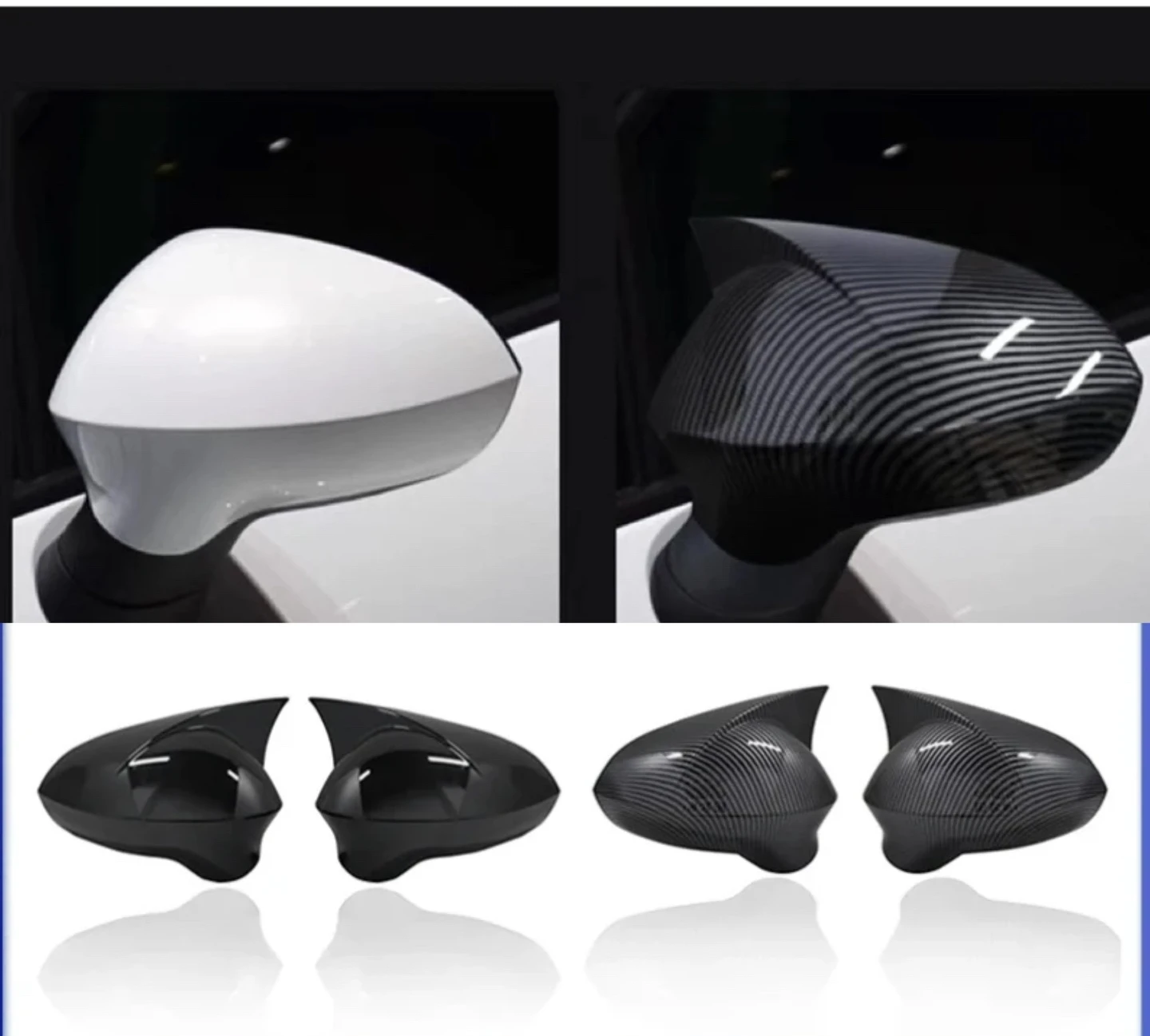Copertura Specchietto Retrovisore Per Seat Ibiza 2008-2017: Bianco Lucido, Protezione ABS Sinistro/destro