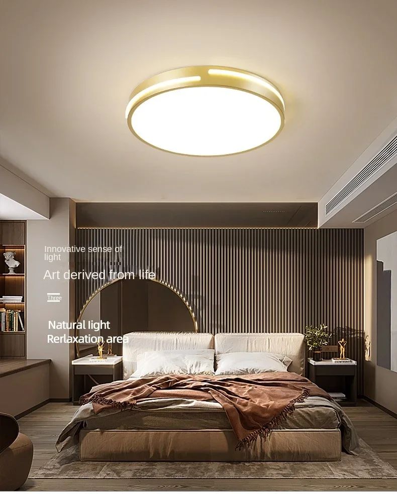 Description Picture 2 of itemNordic Simple Bedroom Lamp Living Room Study Lamp Round Gold Led Ceiling Lamp Dining Room Ceiling Pendant lights Indoor Lighting