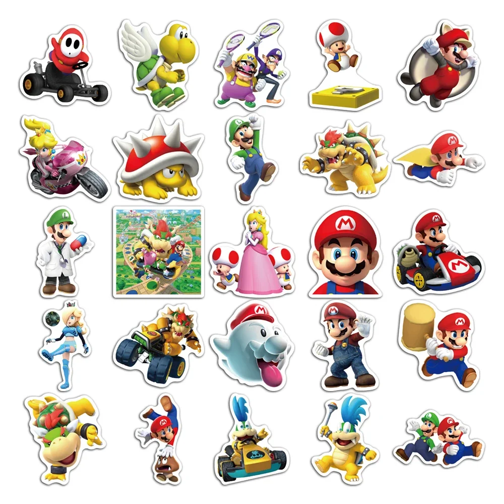 Cartoon Super Mario Game Stickers for DIY Laptop Notebook Skateboard Fridge Phone Kawaii Waterproof Decal Sticker Kids Toys 3