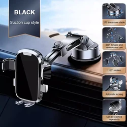 SEAMETAL Universal Gravity Suction Cup Car Phone Holder and Dashboard Mount (BLACK 1PC)