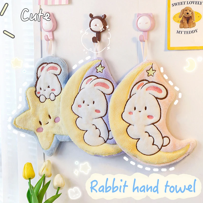 

Мультяшный кролик, подвесное быстросохнущее полотенце, домашнее Коралловое плюшевое утолщенное ручное полотенце, чистящие инструменты