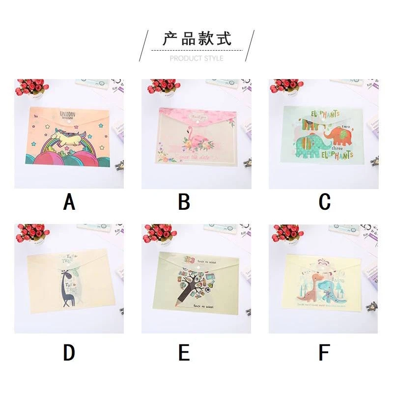 File Folder File Storage Bag Document Organizer Durable Folder Cute Snap Unicorn A4 File Bag Animal Document Organizer Storage bag Office School Supplies Stationery kids gift