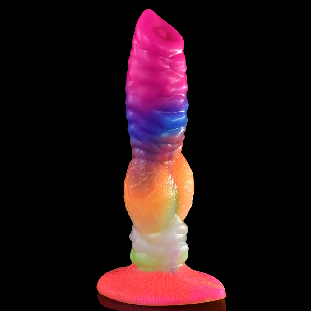 NNSX Dog Knot Gode Lumineux avec Ventouse Glow In Dark Anal Plug Briller en Absorbant la Lumière Masturbateurs Sexe_voghion.com
