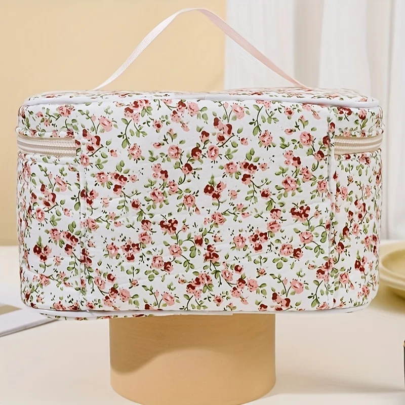 Large-Capacity Makeup Bag Floral Print Cosmetic Bag For Girl Portable Women's Cosmetic Bag Travel Bag Bathroom Wash Bag, For Ea 6