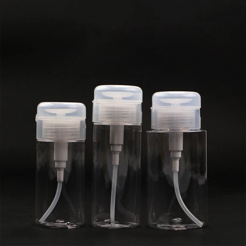 

120/150/200ML Pump Portable Cleaner Dispenser Bottle Plastic Nail Polish Clear Makeup Remover Container Bathroom Accessories