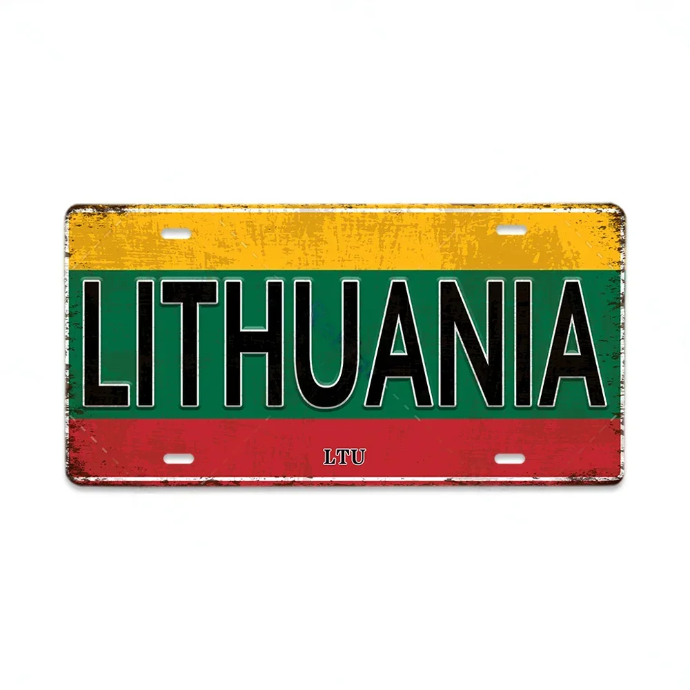 Vintage Tourism Country Poster Metal Sign - Retro License Plate Style Wall Art