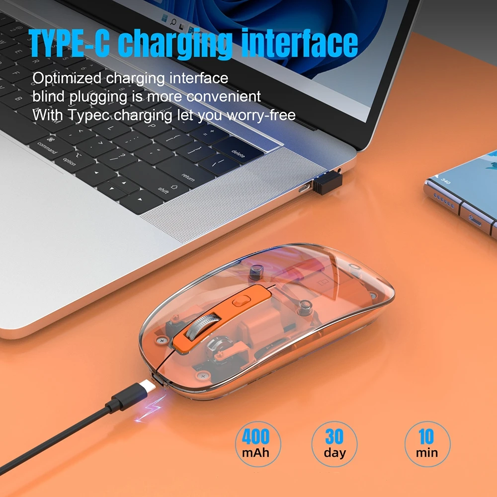 무선 블루투스 마우스, 게이머 컴퓨터 마우스, 충전식 무음 USB, 인체 공학적 마우스
