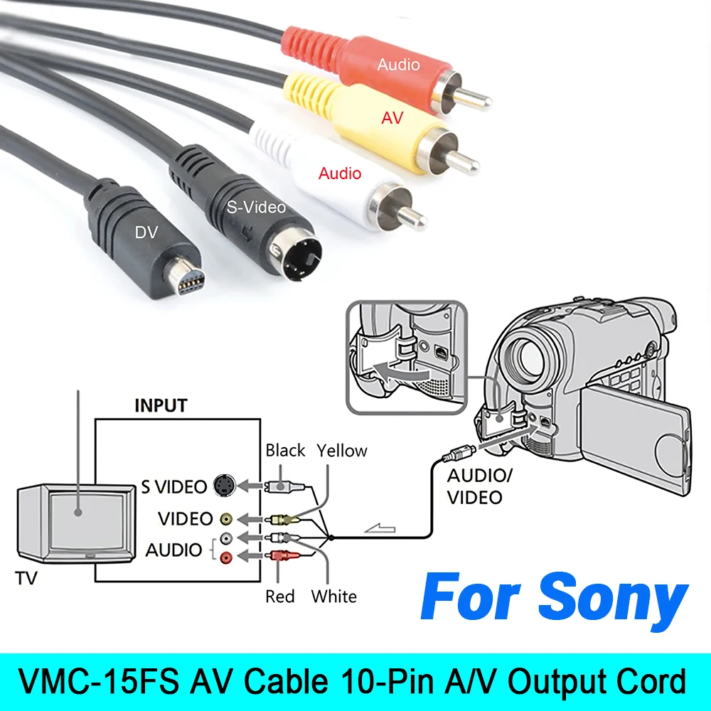 DCR 핸디캠 캠코더 디지털 카메라용 vmc-30fs, VMC-15FS A/V 케이블, 10 핀 DVI DV 커넥터, 3 RCA S-비디오 AV 라인