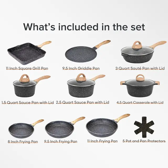 23-Piece Nonstick Granite Cookware Set 2