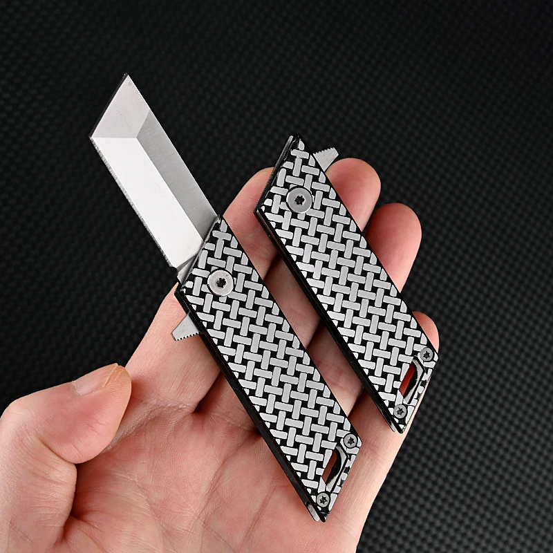Stainless steel mini pocket utility knife keychain unpacking folding knife unboxing cutter outdoor survival edc tool men gift - top knives