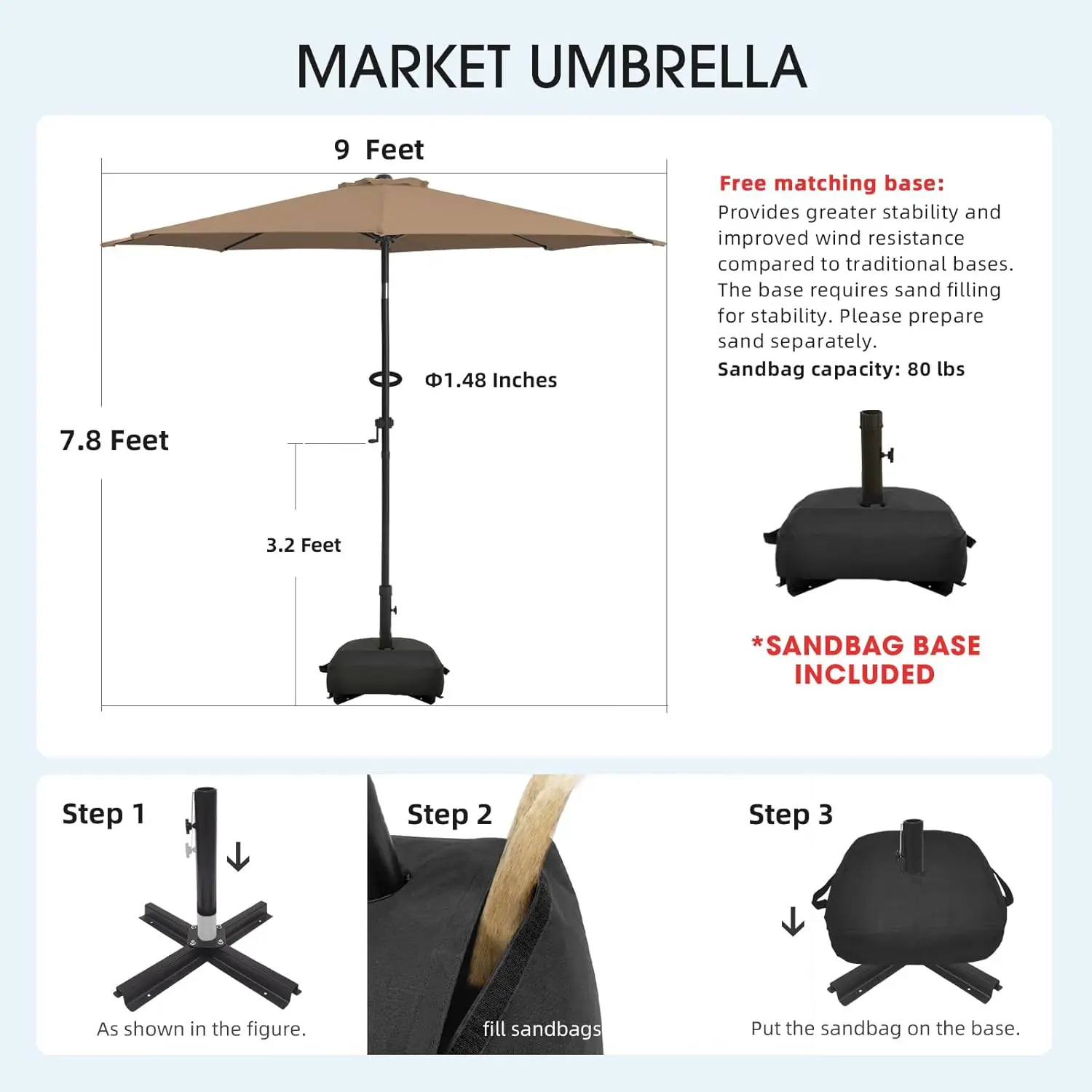 9FT Patio Umbrella Set 2