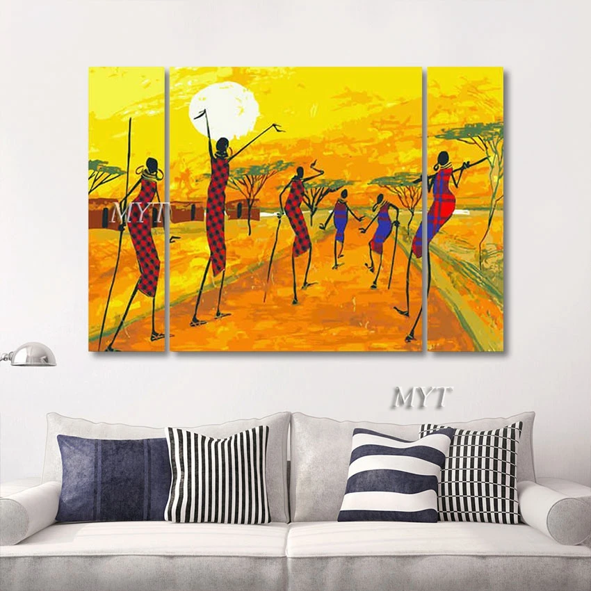 

Abstract African Figures Picture Art Hotel Decoration Wall Art Unframed Oil Painting Sunset Scenery Poster Hand-painted Pieces