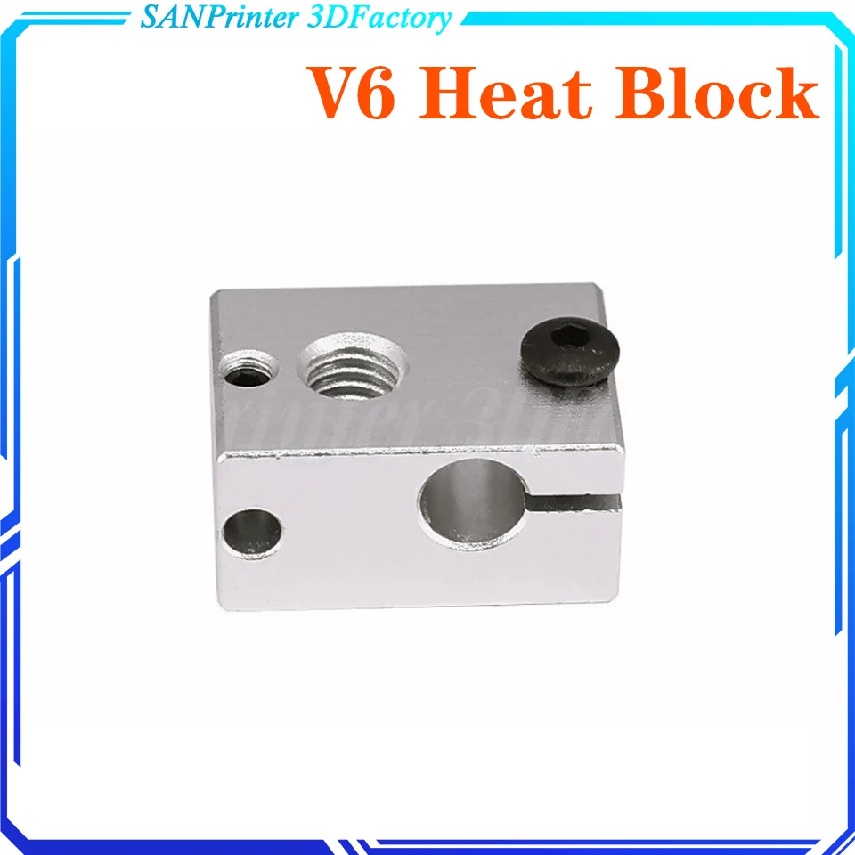 Aluminium V6 Heat Block 23*16*12 mm For E3D V5 V6 PT100 J-head Extruder HotEnd Heater Heating 3D printer Accessorie 6pcs lerdge 3d printer accessory aluminium v6 heat block for reprap extruder for ht ntc100k hotend heater