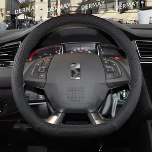 for Citroen DS3 DS 3 Genuine Leather Car Steering Wheel Cover Plaid  Embossing Non-slip High