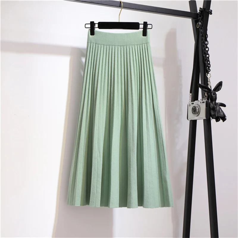 2022 Autumn Winter Elastic High Waist Knitted Skirt Women Casual