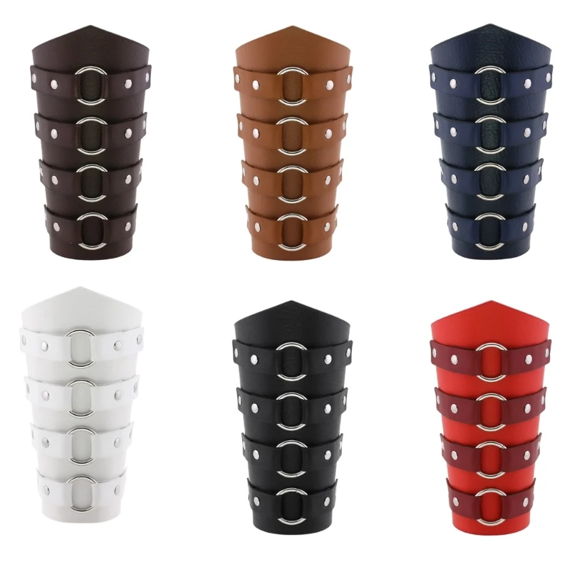 Cosplay Arm Armour Medieval Arm Guards for Male Role Play Pirate PU Knight Gauntlet with Round Buckle Halloween Supply