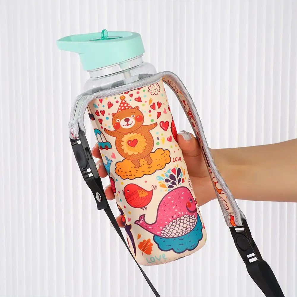 1Pcs Sport Water Bottle Cover Case with Shoulder Strap Portable Vacuum Glass Cup Sleeve Cup Pouch Sport Camping Accessorie