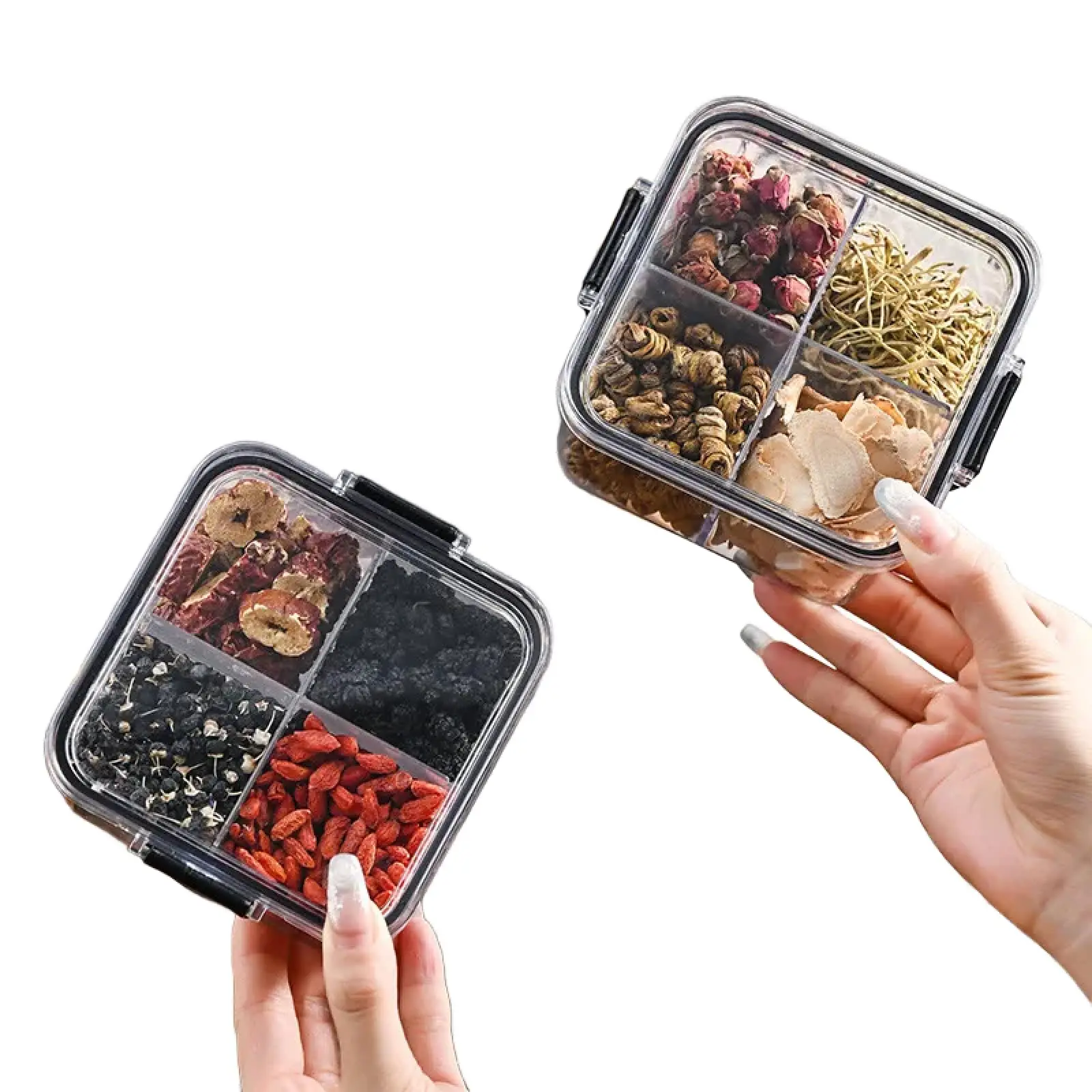 4 Pack Airtight Food Storage Containers Storage Boxes Storage Tank with Lids Divided Storage Containers  460ML 6