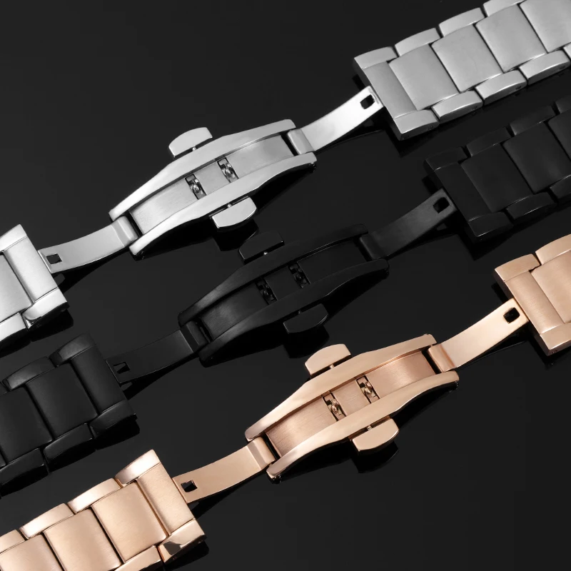 Stainless Steel Curved End Men's Watch Bracelet - 22mm