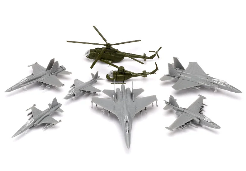 戦闘機モデル4機セット サンドボックス用軍用機玩具,J-16世代航空機組立モデル,潜水艦